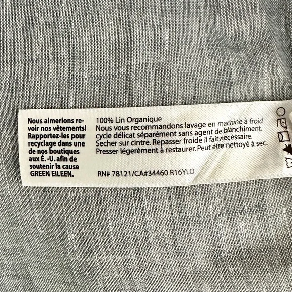 Eileen Fisher Organic Linen Half Button Down Long Sleeve Shirt - Picture 7 of 8